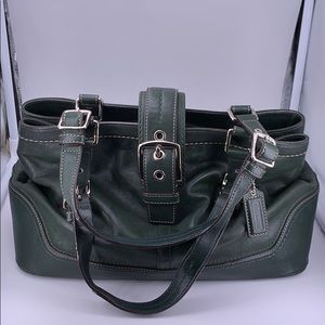 Coach Satchel Purse Bag - Dark Green